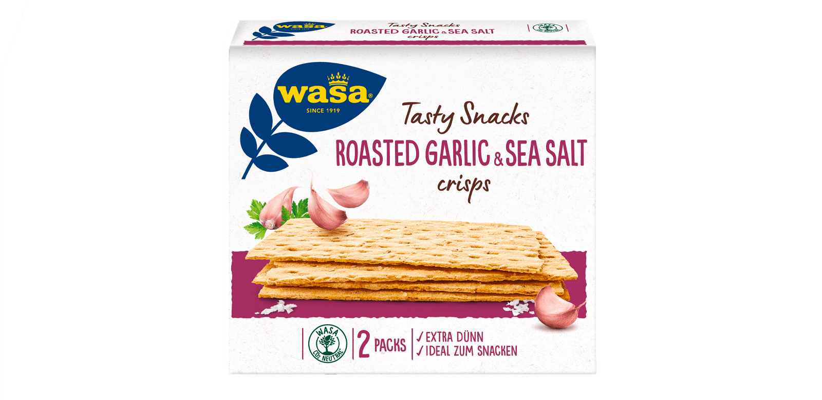 Tasty Snacks Roasted Garlic & Sea Salt Crisps packed