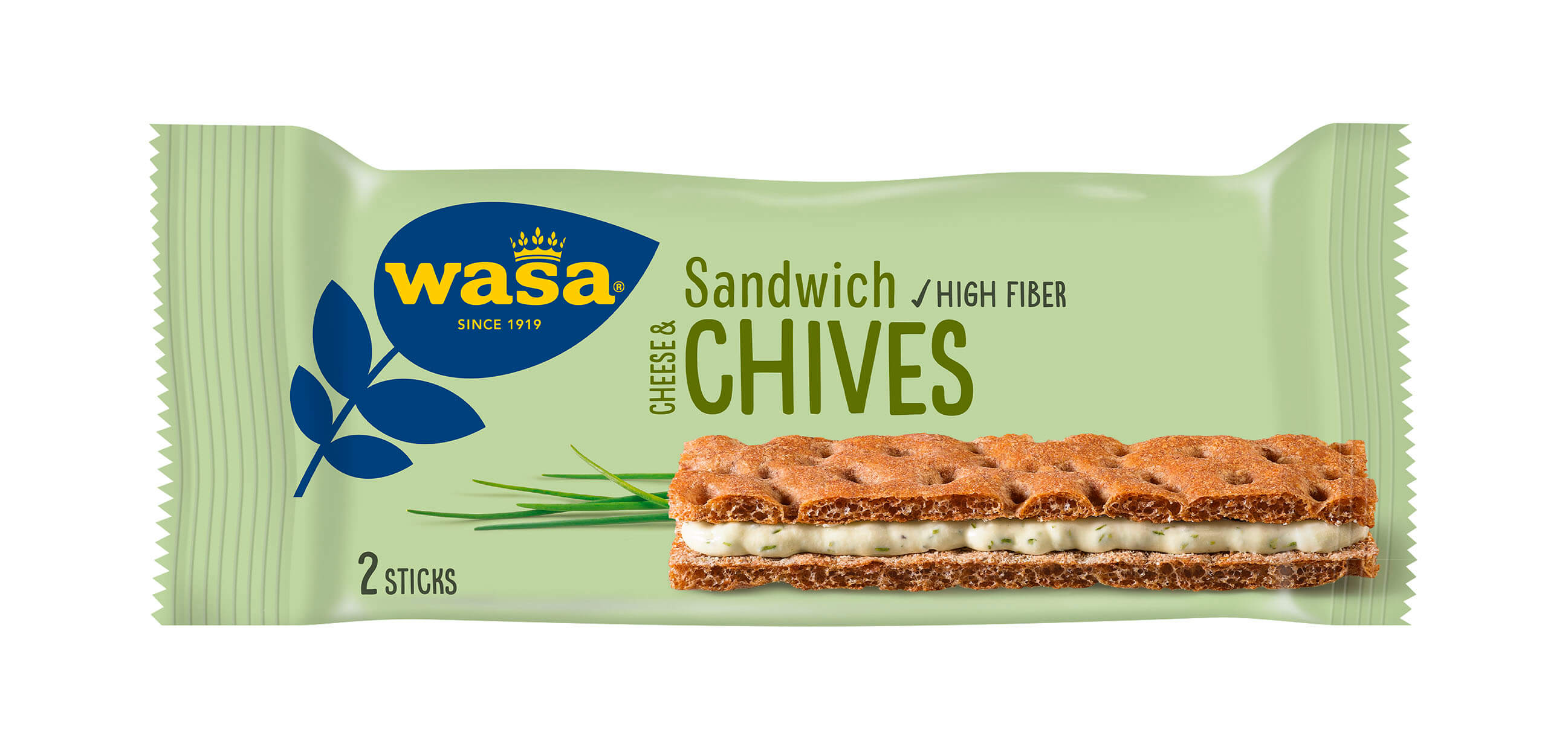 Sandwich Cheese & Chives - Upptäck det perfekta mellanmålet, krispigt och gott knäckebröd med krämig fyllning. Perfekt som mellanmål på språng.