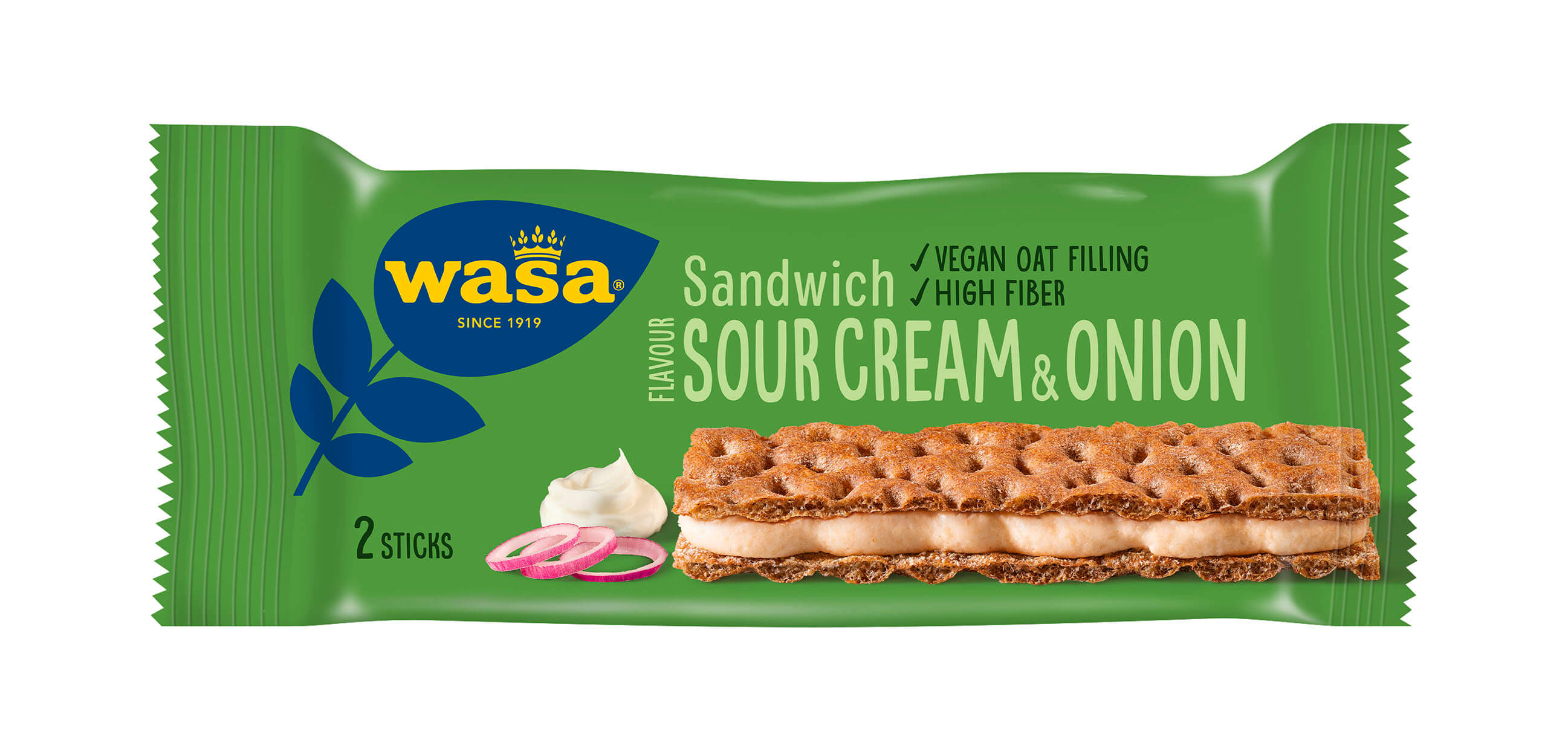 Wasa Sandwich Sourcream & Onion - Upptäck det perfekta mellanmålet, gott knäckebröd med krämig fyllning. Utmärkt som ett lätt mellanmål på språng och som tips på mellanmål barn, efter skolan eller innan träning.
