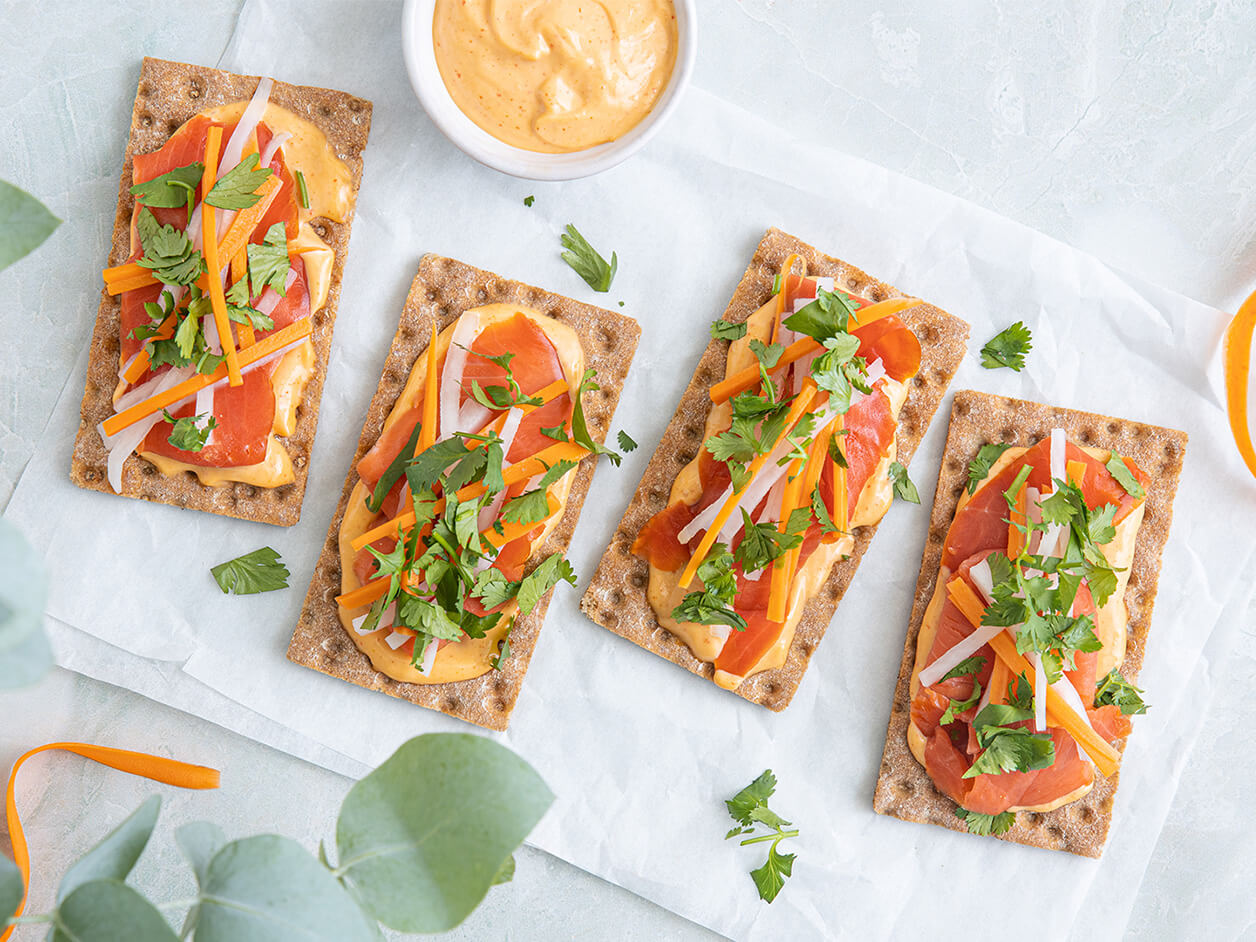 Smoked Salmon Crisps with Banh Mi Pickles