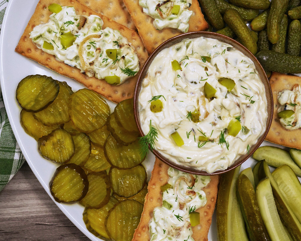Wasa Gluten Free Crackers with Homemade Pickle Dip