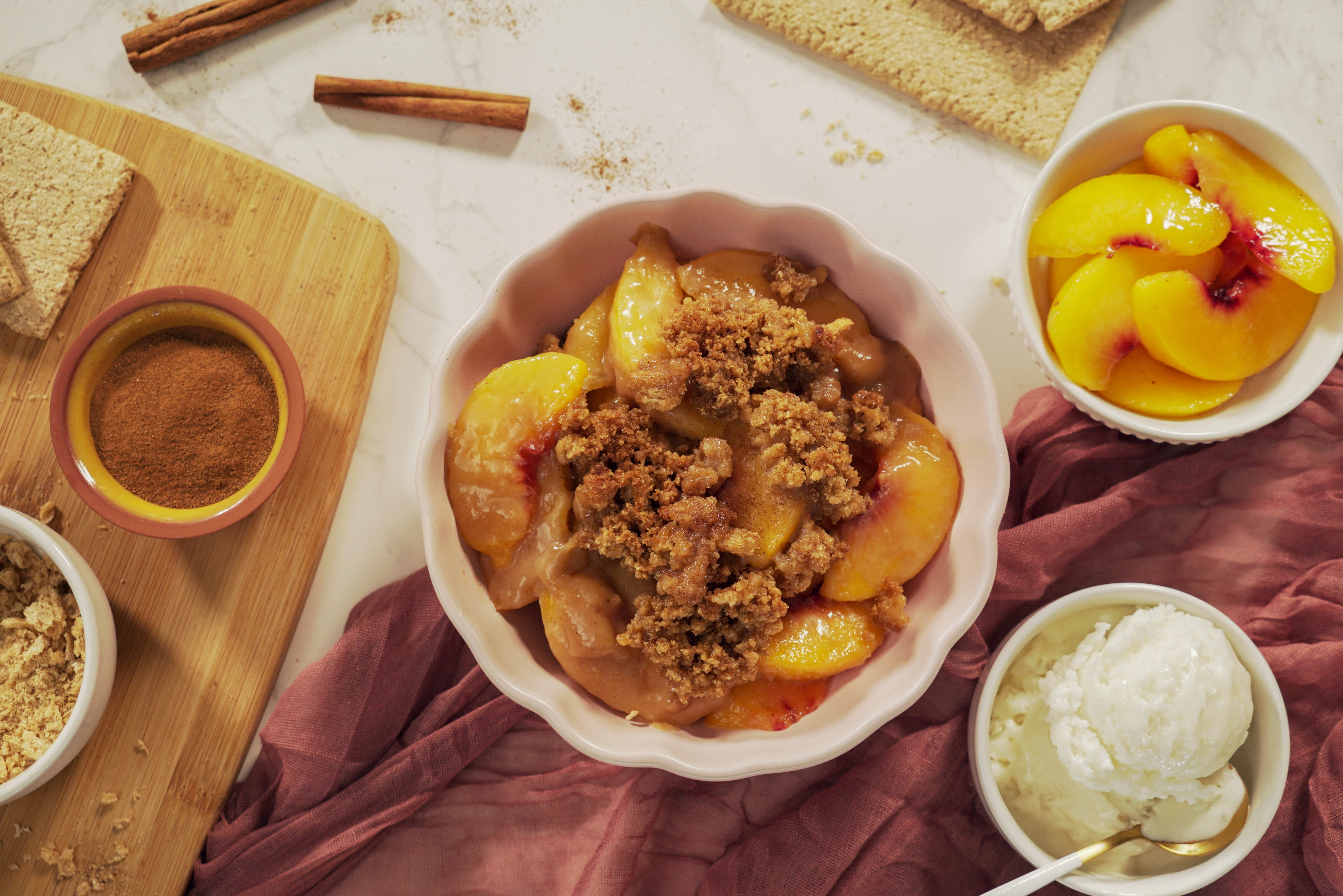 Summer Peach Crumble Recipe with Wasa Crisp'N Light Crackers