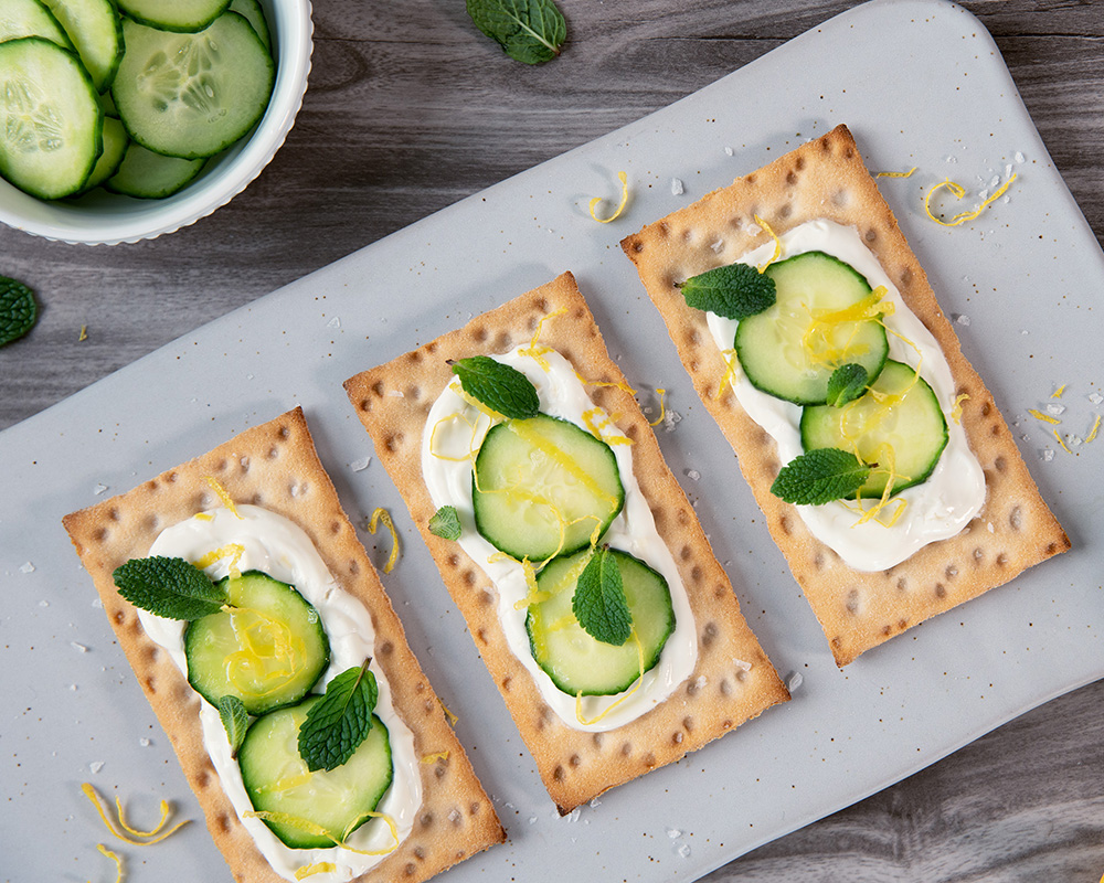 Cucumber and Lemon on Gluten Free Crackers