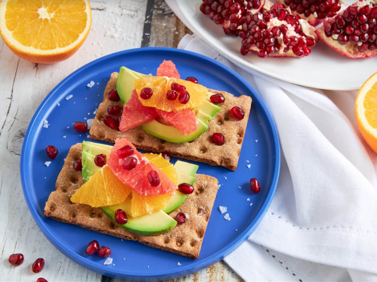 Winter Whole Grain Avocado Toast Cracker Crispbread