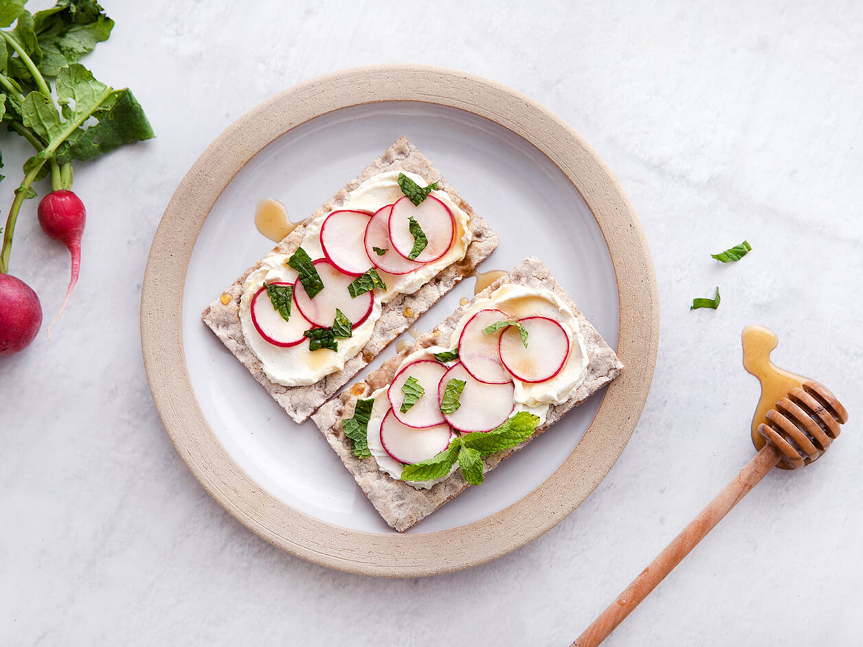 Light Rye Crispbreads With Whipped Feta and Radishes
