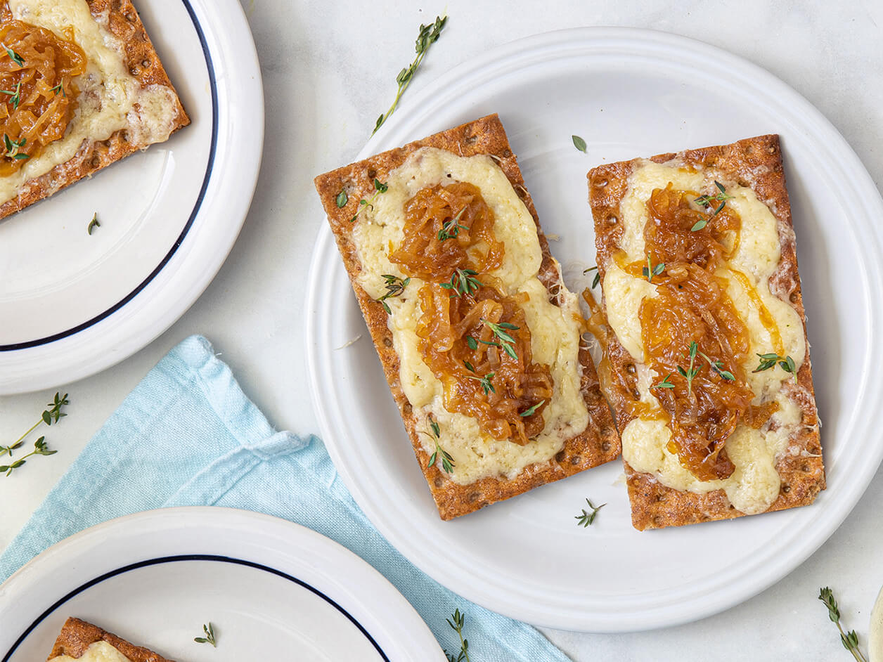 French Onion Crispbread on Sourdough Crackers