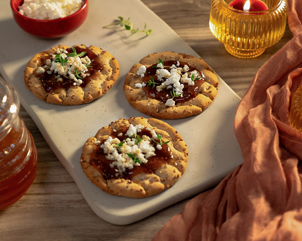 Wasa Sesame Crackers Cheese, Fig Jam, Honey Toasts