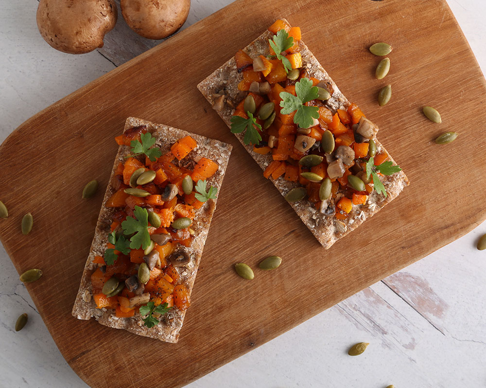 Wasa Mulitgrain Cracker Crispbreads Squash Mushrooms