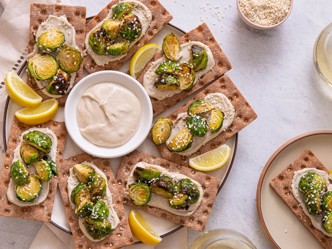 Whole Grain Wasa Crackers with Hot Honey-Glazed Brussels Sprouts