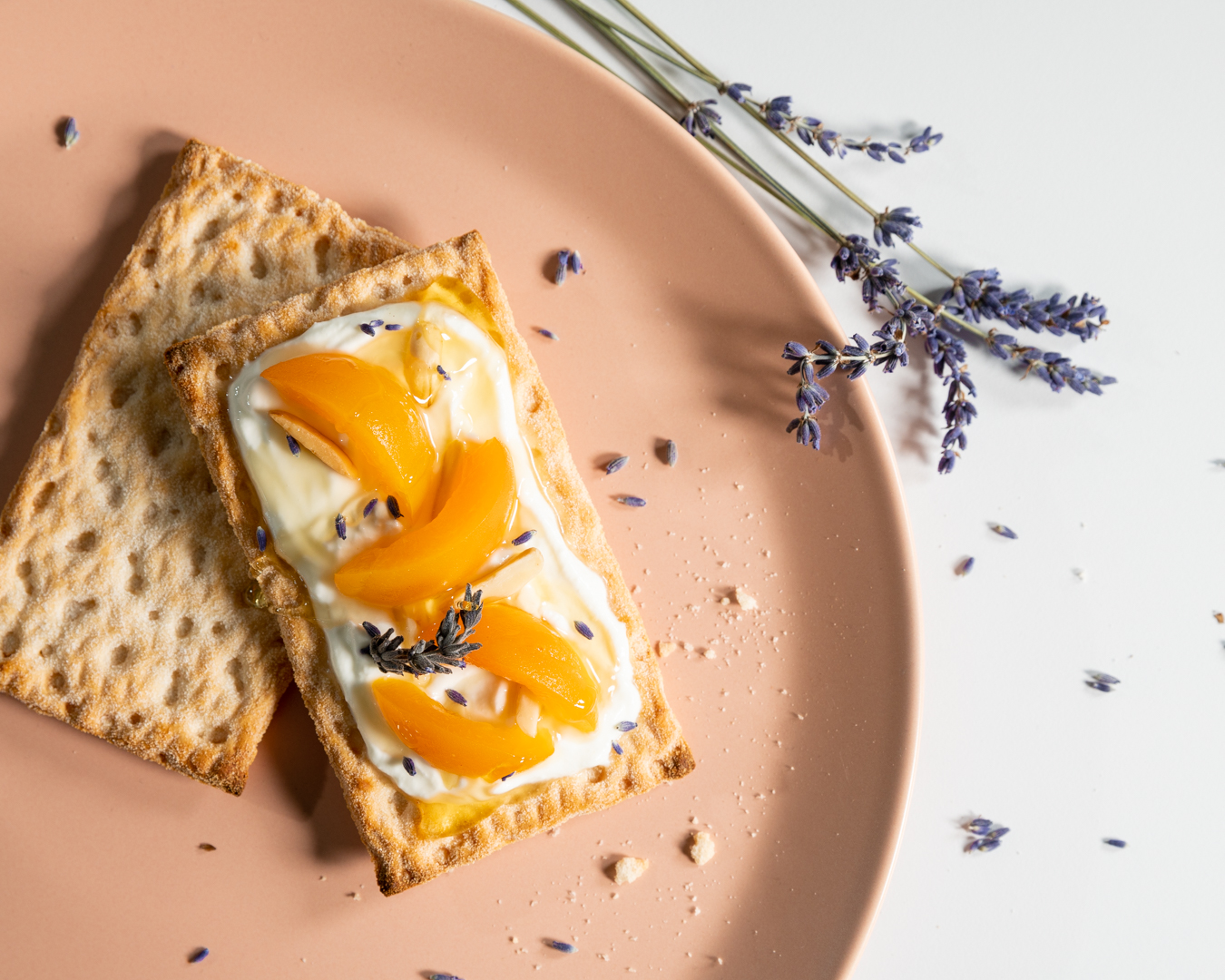 Apricots with Lavender Honey on Gluten Free Crackers