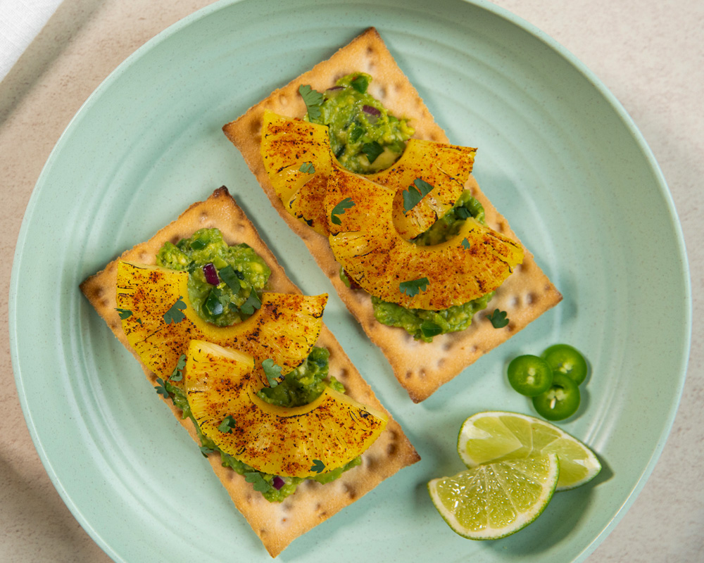 Pineapple Guacamole Recipe on Sourdough Wasa Crackers