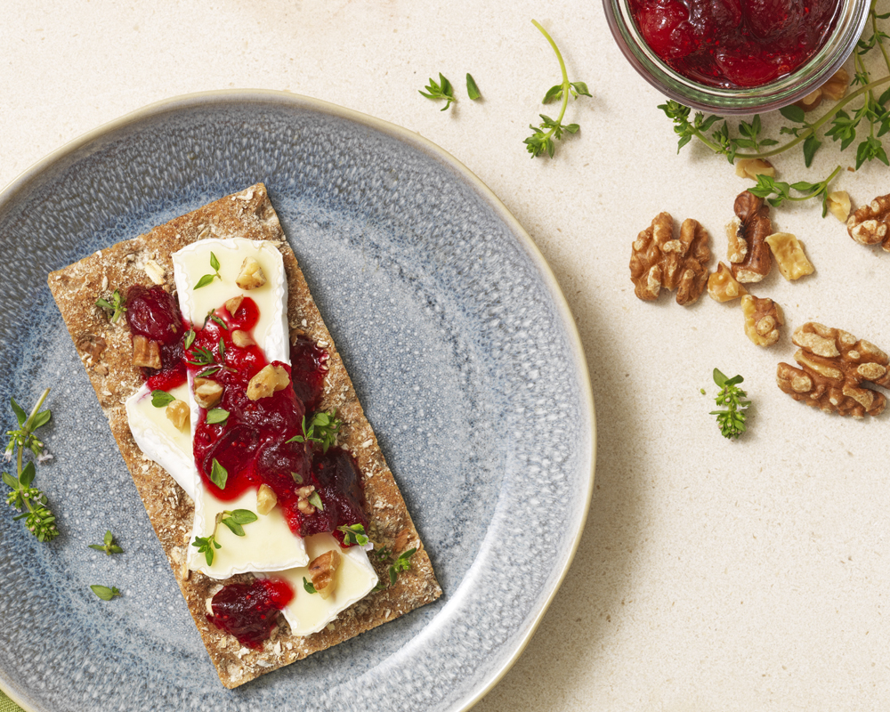 Wasa Multi Grain Crackers with Brie, Cranberry & Walnuts