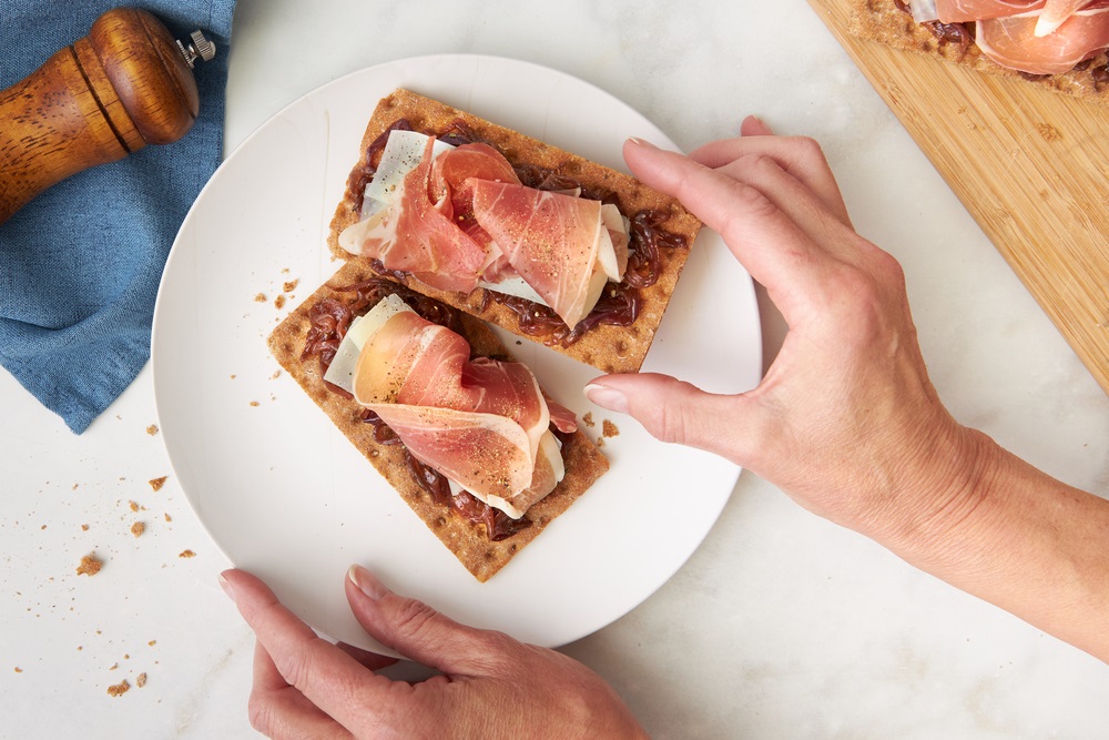 Prosciutto Manchego Cheese Caramelized Wasa Sourdough Cracker