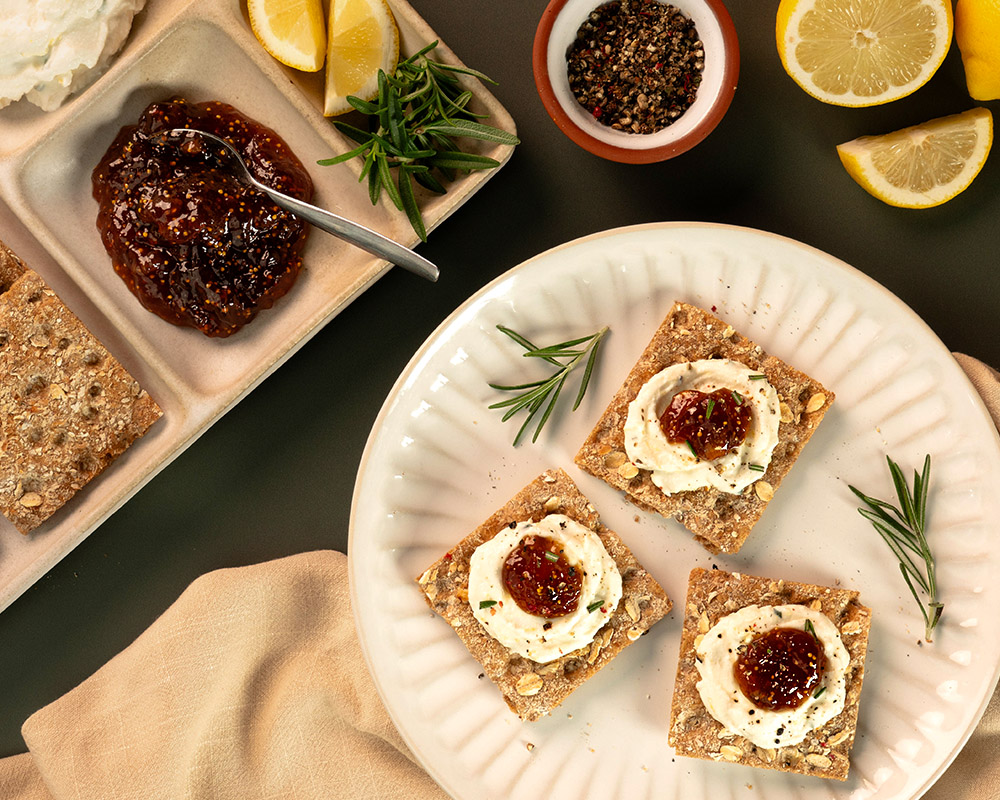 Wasa Multi Grain Crispbread Crackers with Ricotta Cheese and fig