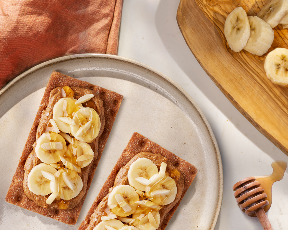 Wasa Whole Grain Crackers with Bananas, Honey and Nut Butter