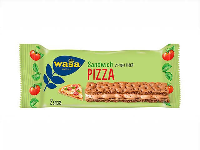 Wasa Sandwich Pizza - Upptäck det perfekta mellanmålet, gott knäckebröd med krämig fyllning. Utmärkt som ett lätt mellanmål på språng och som bra mellanmål på jobbet, efter skolan eller innan träning.