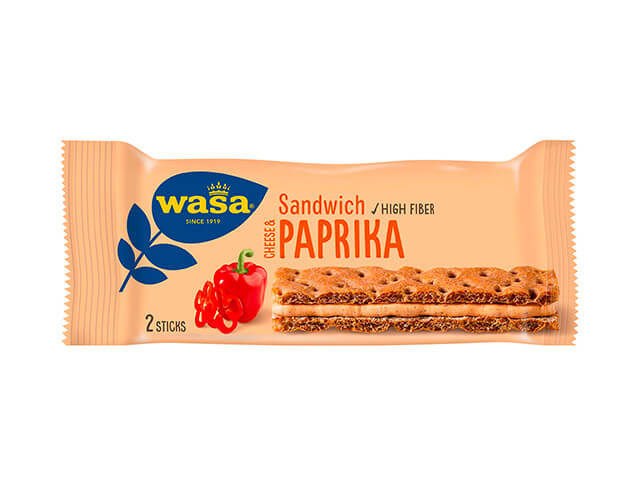 Sandwich Cheese & Paprika - Upptäck det perfekta mellanmålet, knäckebröd med krämig ostfyllning. Utmärkt som enkelt mellanmål när du är på språng